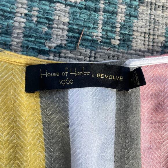 House of Harlow 1960 x Revolve Multicolor Striped Drawstring Blouse - Size M - Picture 4 of 9